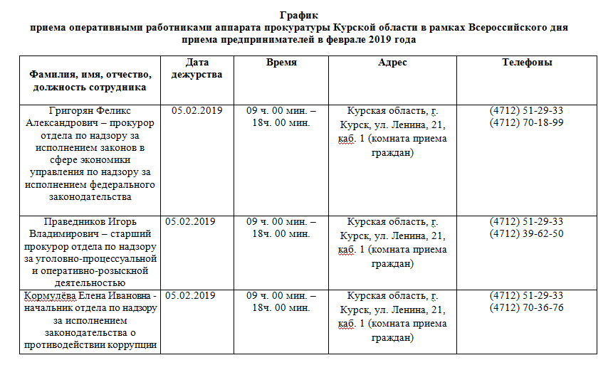 План проверок на 2023 год сайт прокуратуры курской области